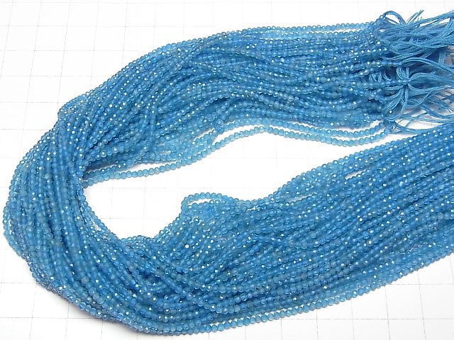 [Video] High Quality! Neon Blue Apatite AAA- Faceted Round 2mm 1strand beads (aprx.12inch/30cm)