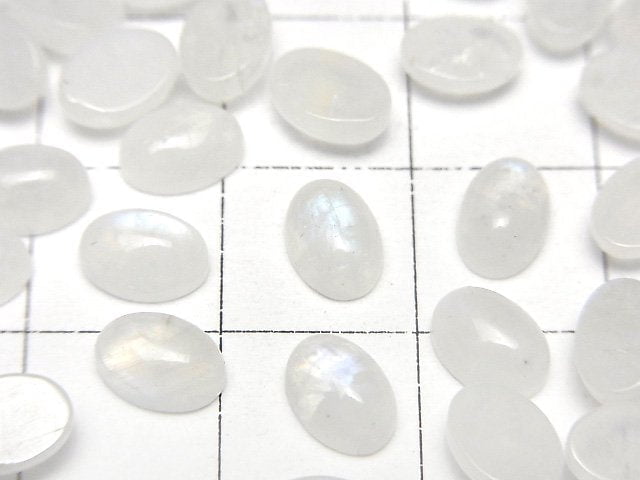 [Video] Rainbow Moonstone AA+ Oval Cabochon 7x5mm 10pcs