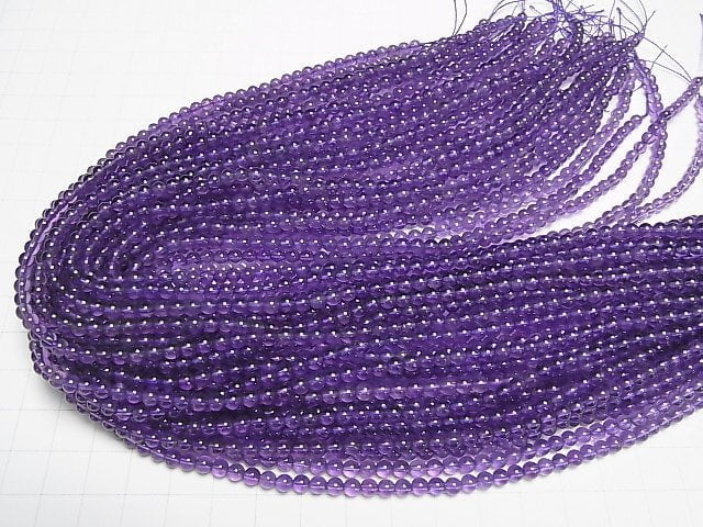 [Video]Amethyst AAA- Round 4mm 1strand beads (aprx.15inch/37cm)