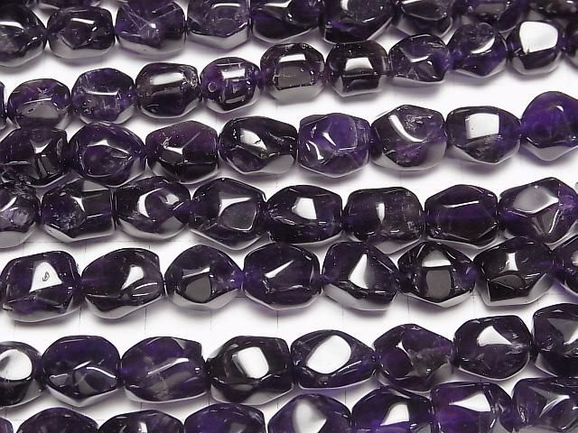 Perles d'améthyste facettées AA+ en forme de pépite, 1 fil (environ 37 cm)