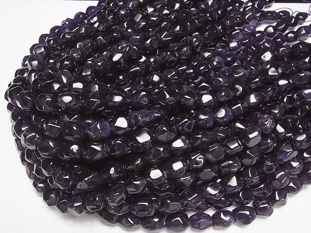 Perles d'améthyste facettées AA+ en forme de pépite, 1 fil (environ 37 cm)