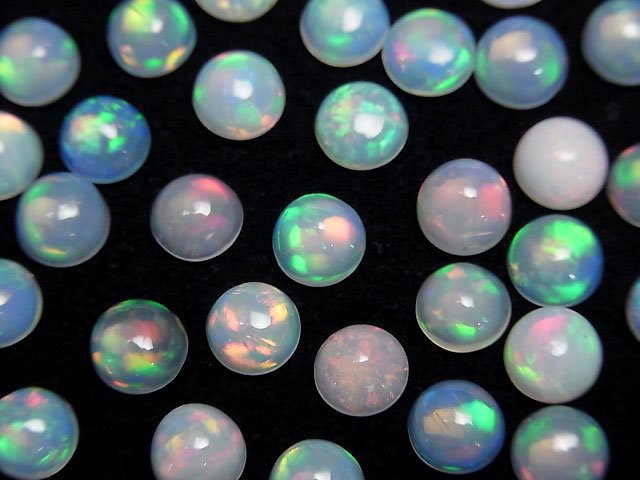 [Video]High Quality Ethiopian Opal AAA Round Cabochon 6x6mm 5pcs