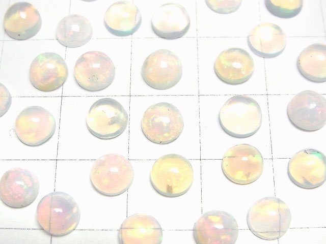 [Video]High Quality Ethiopian Opal AAA Round Cabochon 6x6mm 5pcs