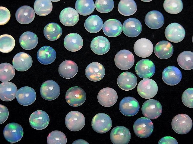 [Video]High Quality Ethiopian Opal AAA Round Cabochon 6x6mm 5pcs