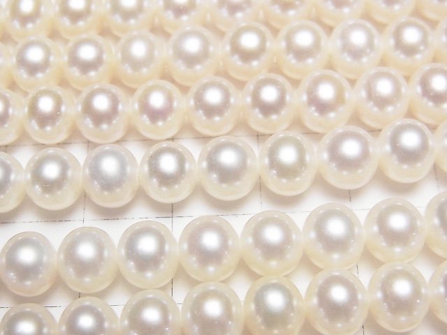 [Video]Fresh Water Pearl AAA Semi Round 6.5-8mm White half or 1strand beads (aprx.15inch/37cm)