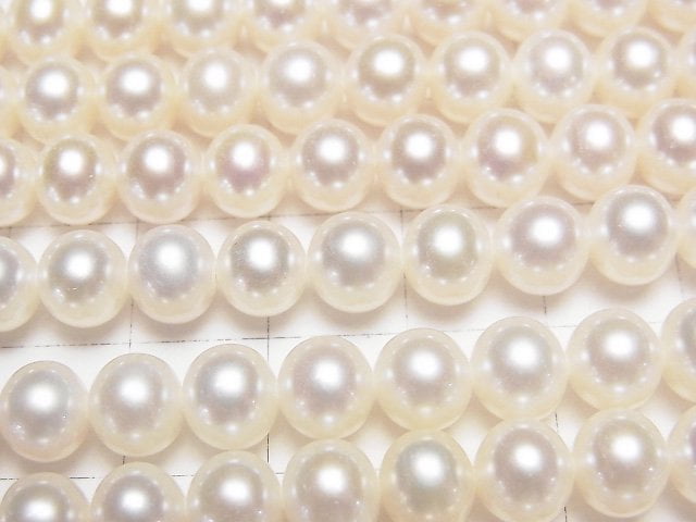 [Video]Fresh Water Pearl AAA Semi Round 6.5-8mm White half or 1strand beads (aprx.15inch/37cm)