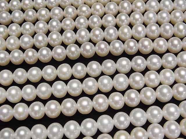 [Video]Fresh Water Pearl AAA Semi Round 6.5-8mm White half or 1strand beads (aprx.15inch/37cm)