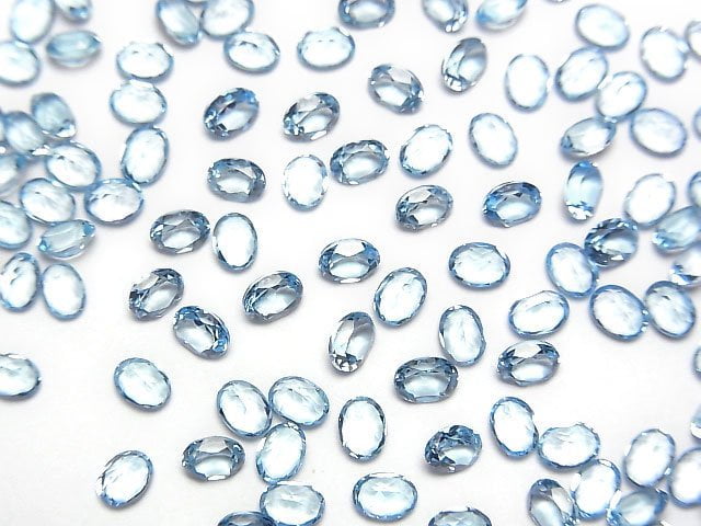 [Video]High Quality Sky Blue Topaz AAA Loose stone Oval Faceted 4x3mm 10pcs