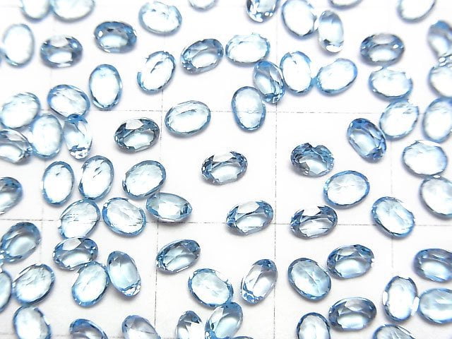 [Video]High Quality Sky Blue Topaz AAA Loose stone Oval Faceted 4x3mm 10pcs