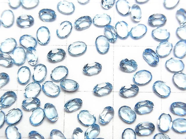 [Video]High Quality Sky Blue Topaz AAA Loose stone Oval Faceted 4x3x2mm 10pcs