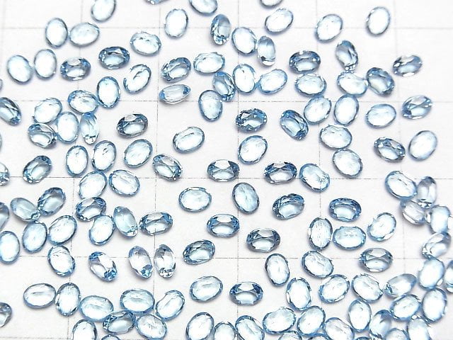 [Video]High Quality Sky Blue Topaz AAA Loose stone Oval Faceted 4x3mm 10pcs
