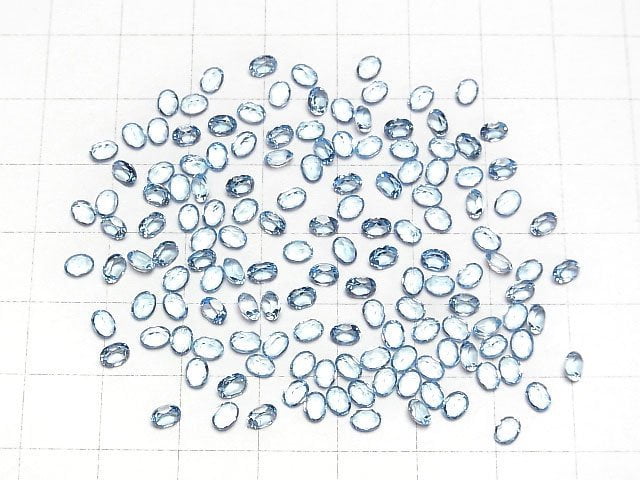 [Video]High Quality Sky Blue Topaz AAA Loose stone Oval Faceted 4x3mm 10pcs