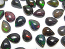 [Video]High Quality Black Opal AAA Pear Shape Cabochon 8x6mm 4pcs