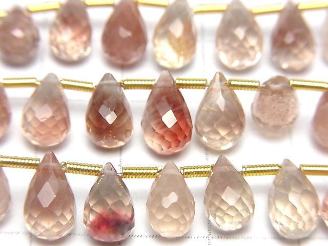 [Video]High Quality Oregon Sunstone AAA- Drop Faceted Briolette half or 1strand beads (aprx.7inch/18cm)