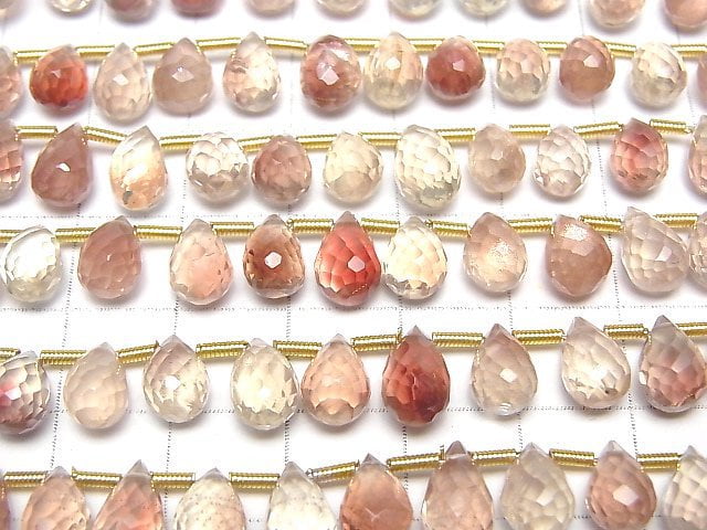 [Video]High Quality Oregon Sunstone AAA- Drop Faceted Briolette half or 1strand beads (aprx.7inch/18cm)