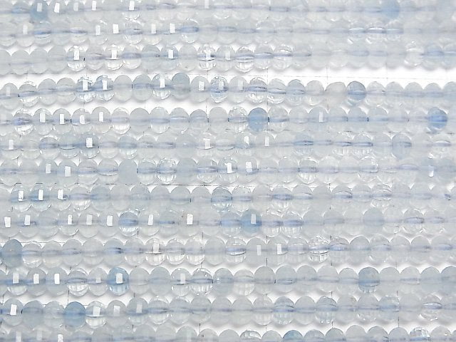 [Video]High Quality! Aquamarine AA++ Mirror Faceted Button Rondelle 4x4x3mm 1strand beads (aprx.15inch/37cm)