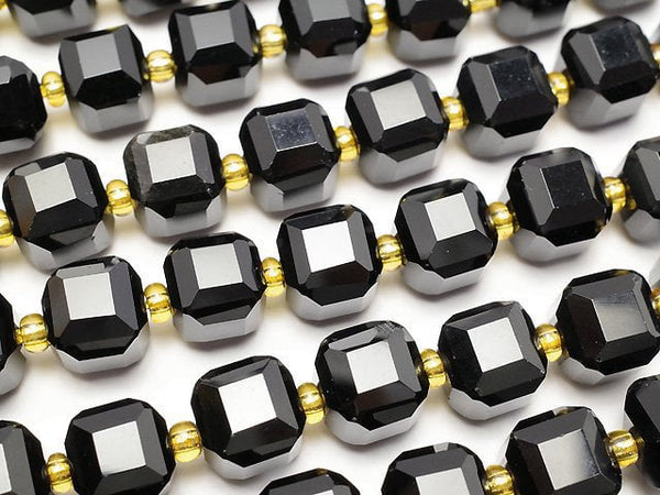 [Video]High Quality! Onyx Cube Shape 8x8x8mm half or 1strand beads (aprx.15inch/36cm)