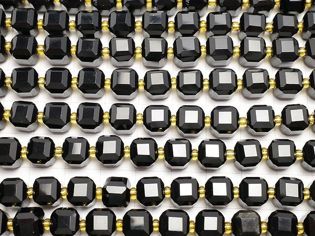 [Video]High Quality! Onyx Cube Shape 8x8x8mm half or 1strand beads (aprx.15inch/36cm)