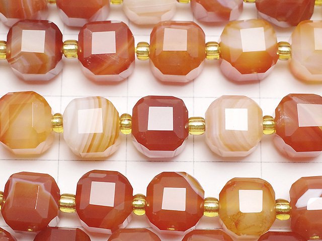 [Video]High Quality! Carnelian, Sardonyx AAA Cube Shape 8.5x8.5x8.5mm half or 1strand beads (aprx.15inch/36cm)