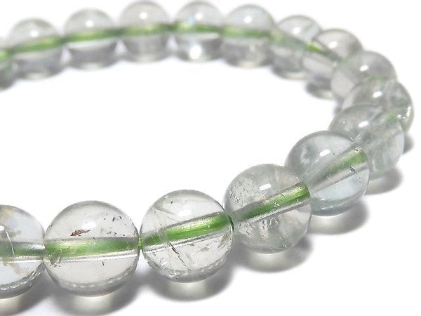 [Video][One of a kind] High Quality Green Sunstone Round 8mm Bracelet NO.16