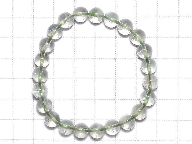 [Video][One of a kind] High Quality Green Sunstone Round 8mm Bracelet NO.16