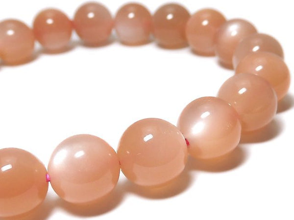 [Video][One of a kind] Orange Moonstone AAA Round 9mm Bracelet NO.21