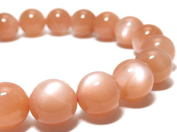 [Video][One of a kind] Orange Moonstone AAA Round 10mm Bracelet NO.23