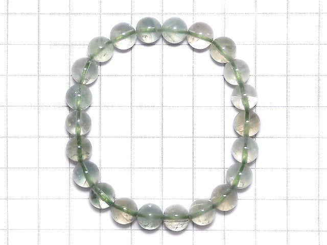 [Video][One of a kind] High Quality Green Sunstone Round 8.5mm Bracelet NO.17