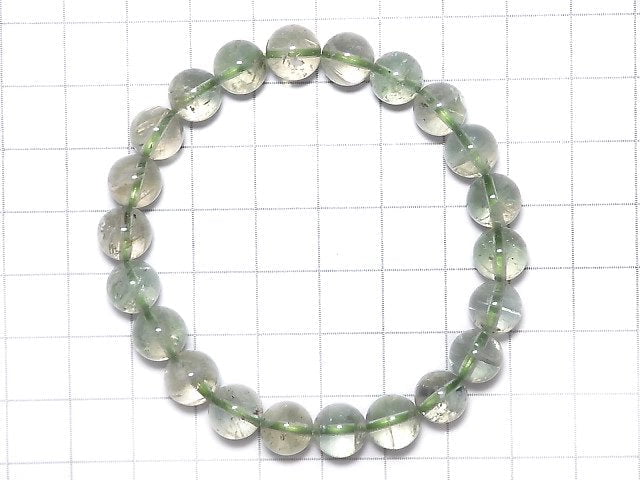 [Video][One of a kind] High Quality Green Sunstone Round 8.5mm Bracelet NO.21