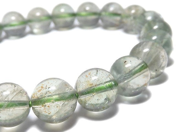 [Video][One of a kind] High Quality Green Sunstone Round 8.5mm Bracelet NO.23