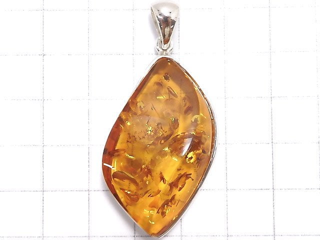 [Video][One of a kind] Baltic Amber Pendant Silver925 NO.17