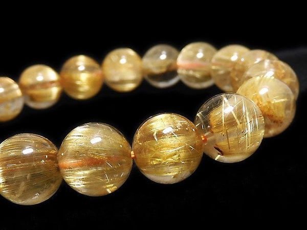 [Video][One of a kind] Rutilated Quartz AAA Round 10mm Bracelet NO.401