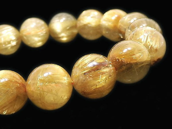 [Video][One of a kind] Rutilated Quartz AAA Round 11mm Bracelet NO.403