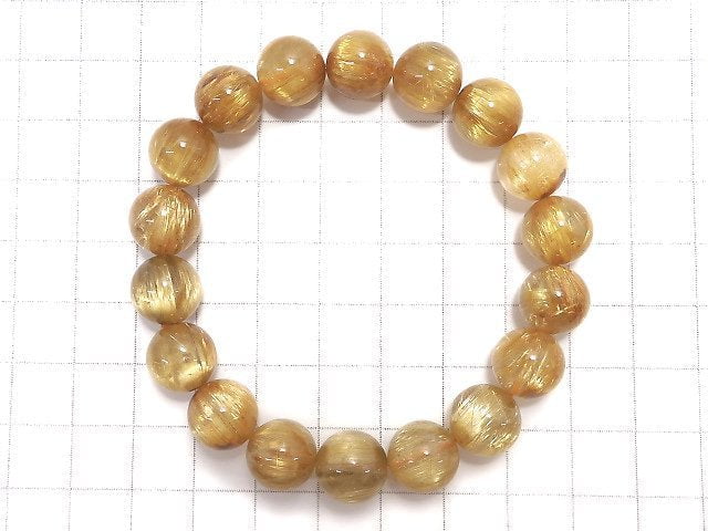 [Video][One of a kind] Rutilated Quartz AAA Round 11mm Bracelet NO.403