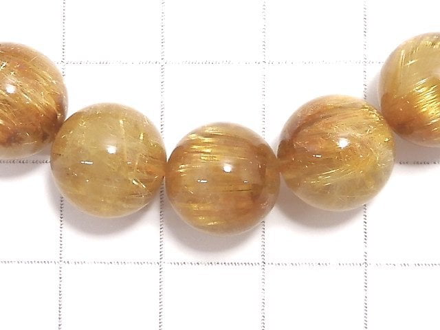 [Video][One of a kind] Rutilated Quartz AAA Round 11mm Bracelet NO.403