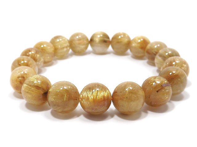 [Video][One of a kind] Rutilated Quartz AAA Round 11mm Bracelet NO.403