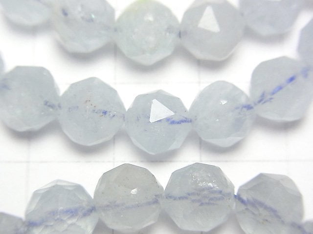 [Video] High Quality! Aquamarine AA+ Star Faceted Round 8mm Bracelet