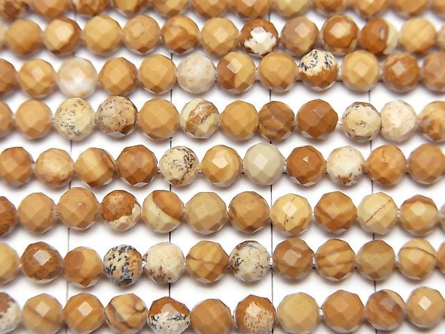 [Video]High Quality! Picture Jasper Faceted Round 4mm 1strand beads (aprx.15inch/36cm)