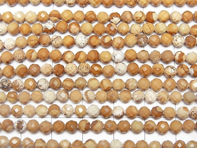 [Video]High Quality! Picture Jasper Faceted Round 4mm 1strand beads (aprx.15inch/36cm)