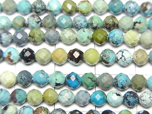 [Video]High Quality! Turquoise AA++ Faceted Round 4mm 1strand beads (aprx.15inch/37cm)