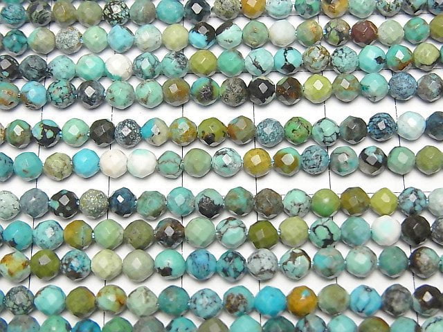 [Video]High Quality! Turquoise AA++ Faceted Round 4mm 1strand beads (aprx.15inch/37cm)