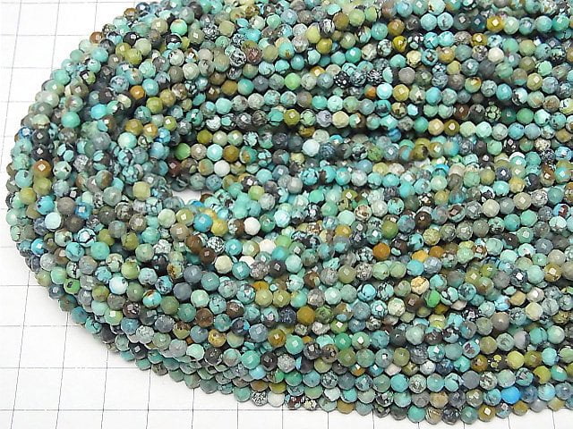 [Video]High Quality! Turquoise AA++ Faceted Round 4mm 1strand beads (aprx.15inch/37cm)