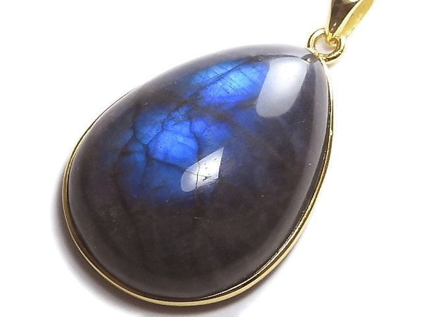[Video][One of a kind] Labradorite AAA Pendant 18KGP NO.19