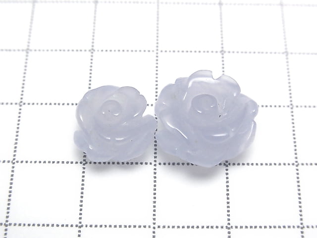 [Video] High Quality Blue Chalcedony AAA Rose 12, 15mm [Half Drilled Hole] 1pc