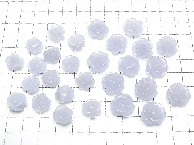 [Video] High Quality Blue Chalcedony AAA Rose 12, 15mm [Half Drilled Hole] 1pc