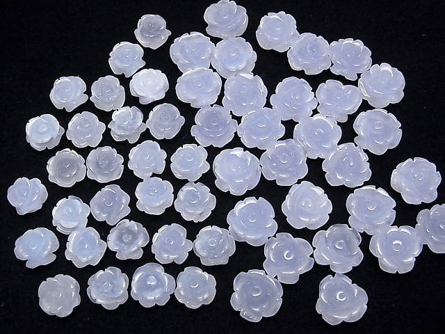 [Video] High Quality Blue Chalcedony AAA Rose 12, 15mm [Half Drilled Hole] 1pc
