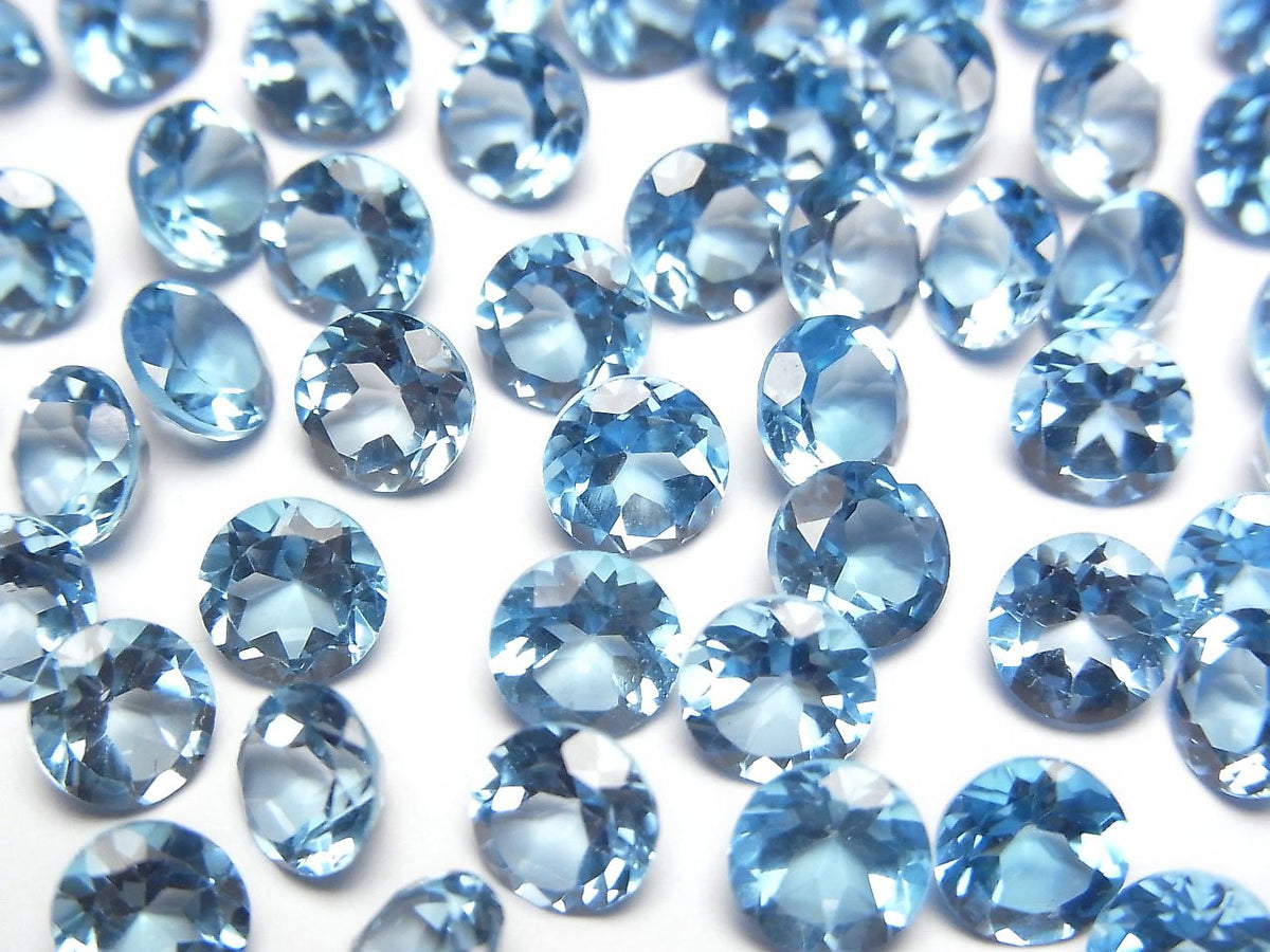 High Quality Swiss Blue Topaz AAA Loose Stone Round Faceted 6x6m 2pcs