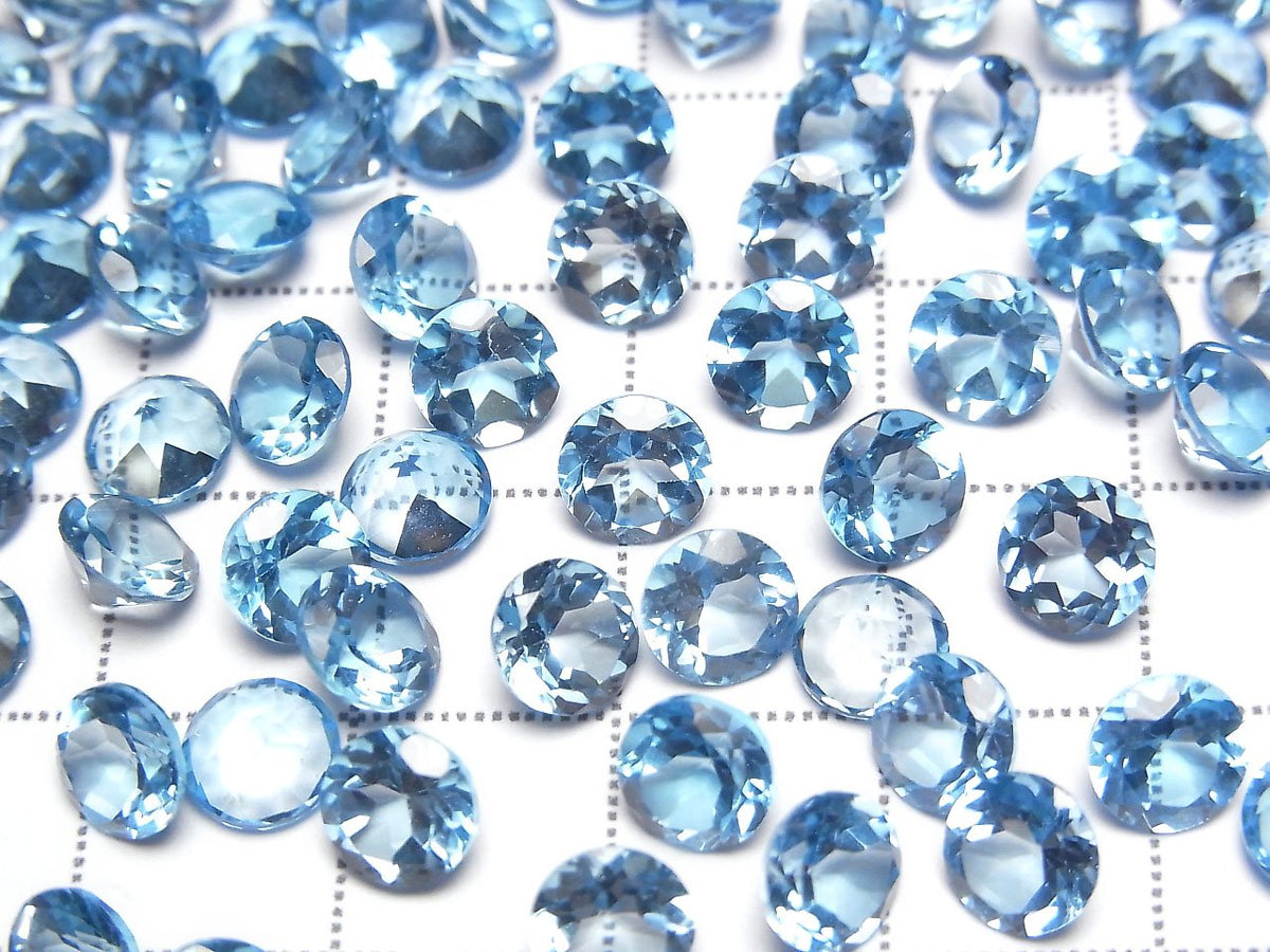 High Quality Swiss Blue Topaz AAA Loose Stone Round Faceted 6x6m 2pcs