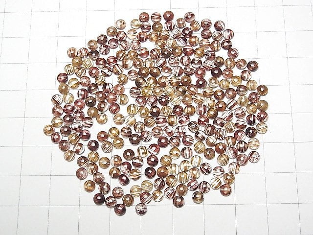 [Video]High Quality Copper Rutilated Quartz AAA Round Cabochon 4x4mm 5pcs