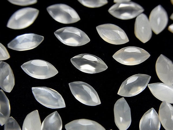 [Video]High Quality White Moonstone AAA Loose stone Marquise Faceted 8x4mm 5pcs